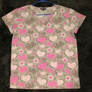 Breast Cancer Awareness Scrub Top, worn once.